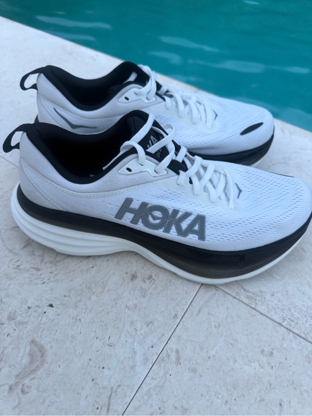 HOKA Bondi 8 Men’s Size 8 D Medium White Black Running Shoes
